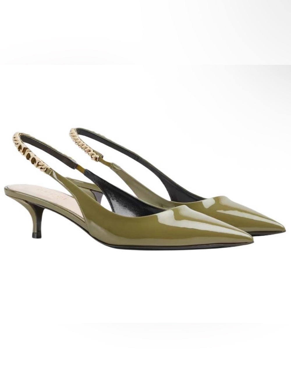 Gucci Signoria Patent Leather Slim High Heels 4.5cm Green 782832